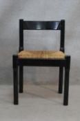 after Vico Magistretti, a vintage rush seated chair. H.75cm