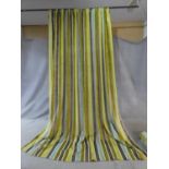 A pair of lined curtains with velvet stripes. H.311 W.234cm