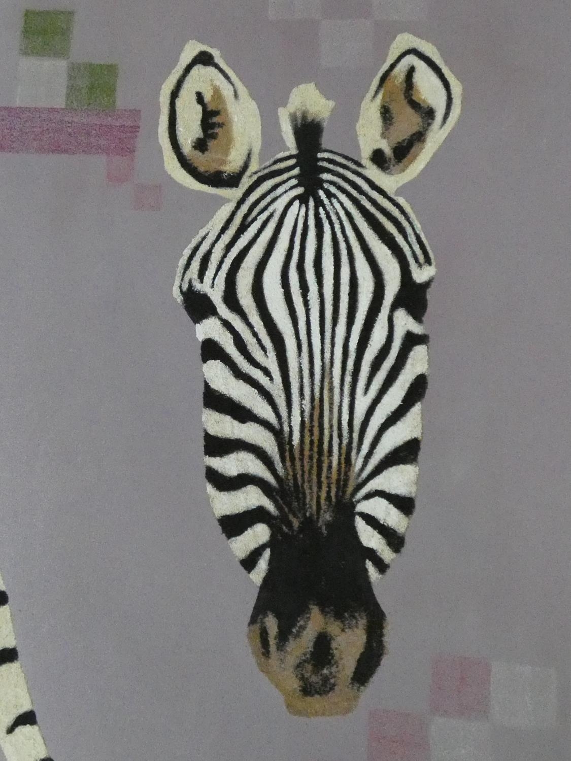 Two oils on canvas depicting an abstract zebra, unsigned. H.120 W.60cm - Image 9 of 12
