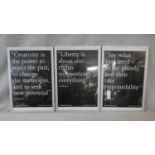 Three Lisson Gallery Ai Weiwei exhibition posters 2011, with famous quotes. H.97 W.66cm (Each)