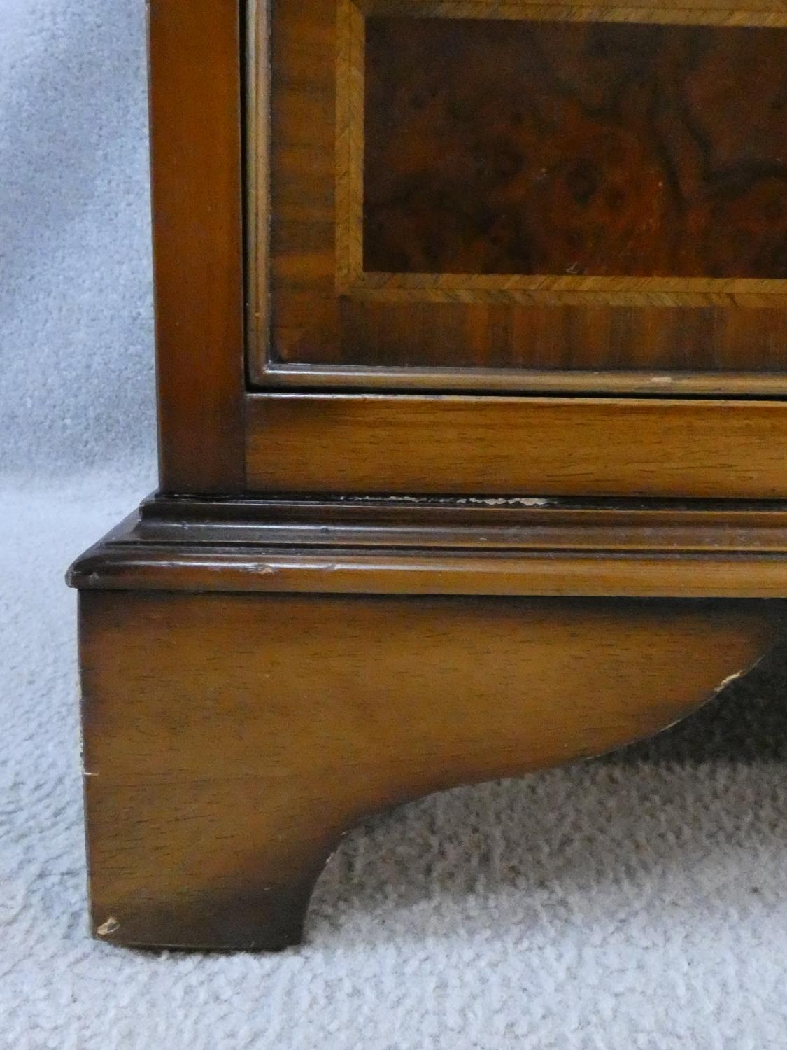 A Georgian style burr walnut and crossbanded small chest of six drawers on bracket feet. H.88 W.44 - Image 5 of 8