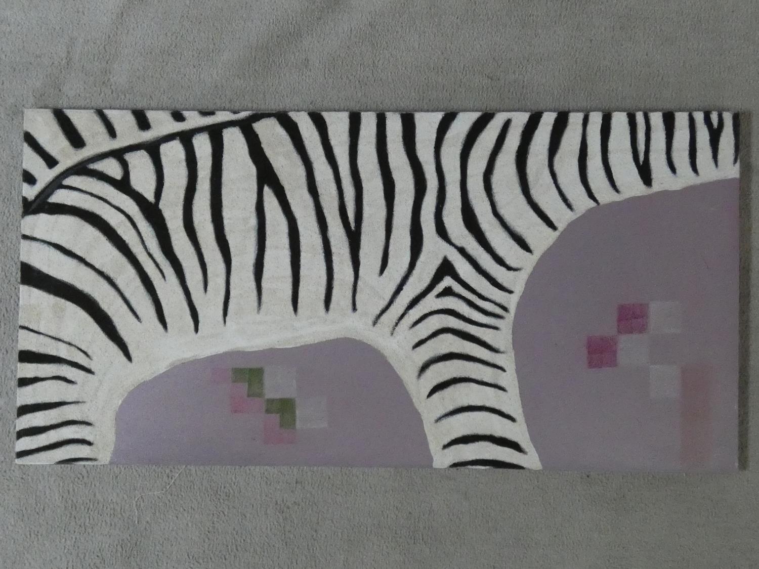 Two oils on canvas depicting an abstract zebra, unsigned. H.120 W.60cm - Image 2 of 12