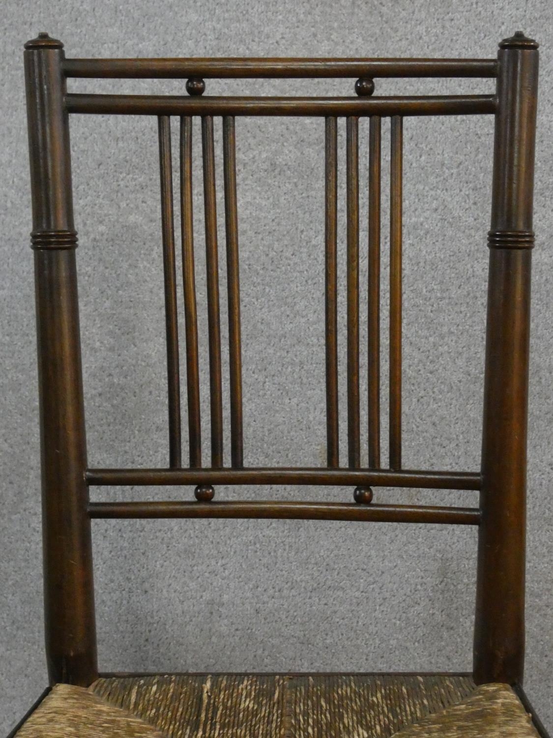 A pair of late 19th century Morris style rush seated side chairs - Image 3 of 8