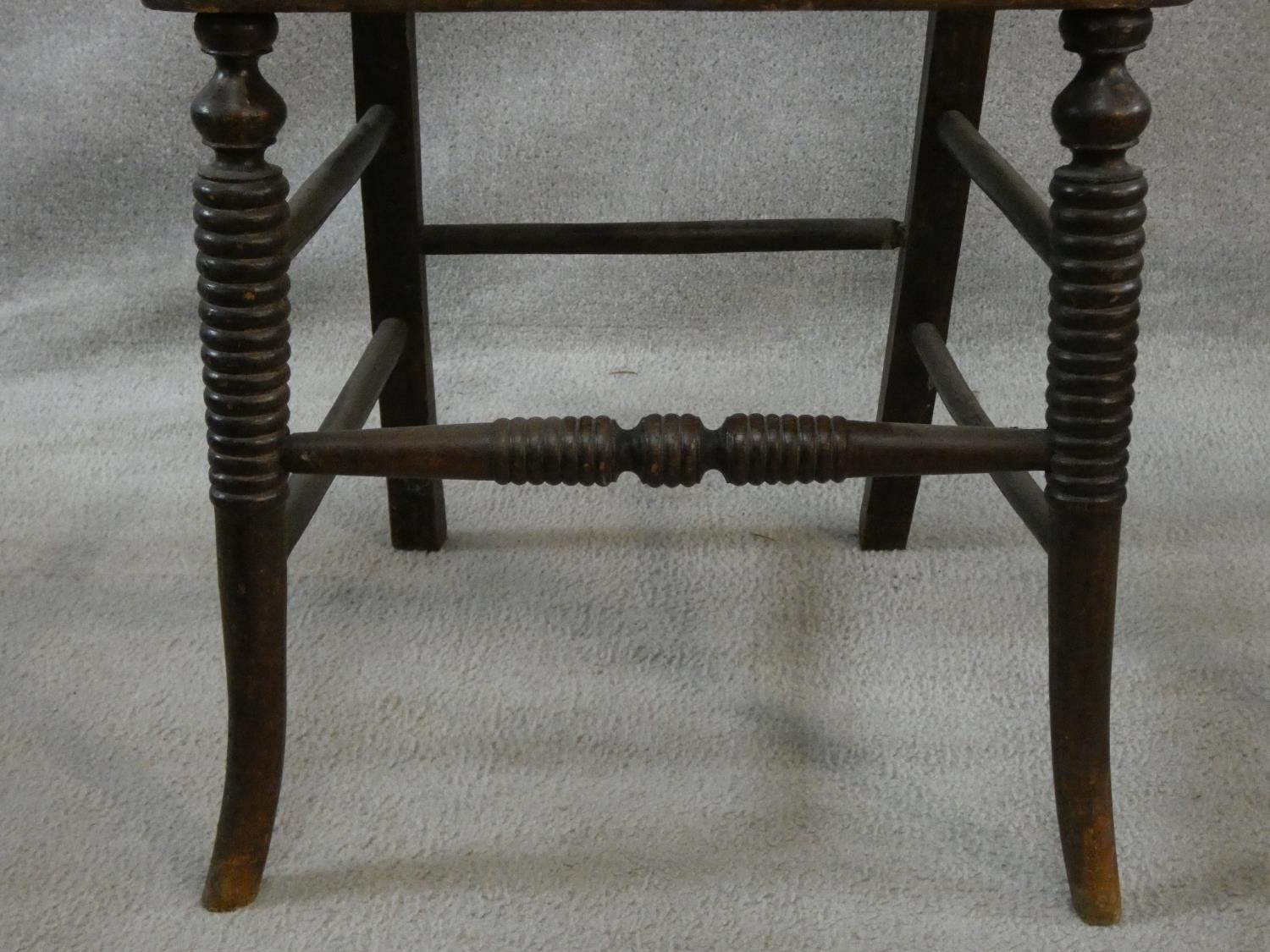A pair of Regency faux rosewood bedroom chairs each with complementary carved back rails on ring - Image 9 of 10