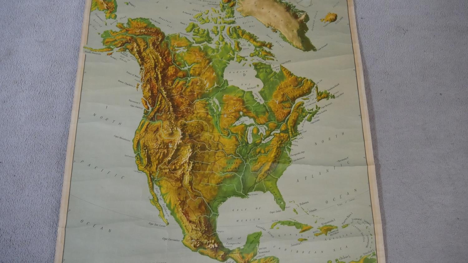 A Large University Chart ?Visual relief Map of North America? by W.A.K Johnston and G.W. Bacon, - Image 2 of 6