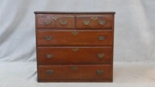 A Georgian country oak chest of two short above three long drawers. H.94 W.103.5 D.55cm