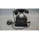 A vintage black bakelite ATM T3903 mining telephone (for surface use only) with chrome dialing