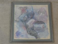 Pilar Cossio (Born 1950), framed watercolour with pastel, Classical style nude study, signed and
