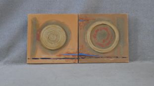 Two abstract mixed media works on canvas, signed Naluyele, 2005. H.50 W.50cm (Each)