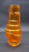 A Whitefriars hooped and assymetric tangerine glass vase. H.29cm