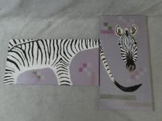 Two oils on canvas depicting an abstract zebra, unsigned. H.120 W.60cm