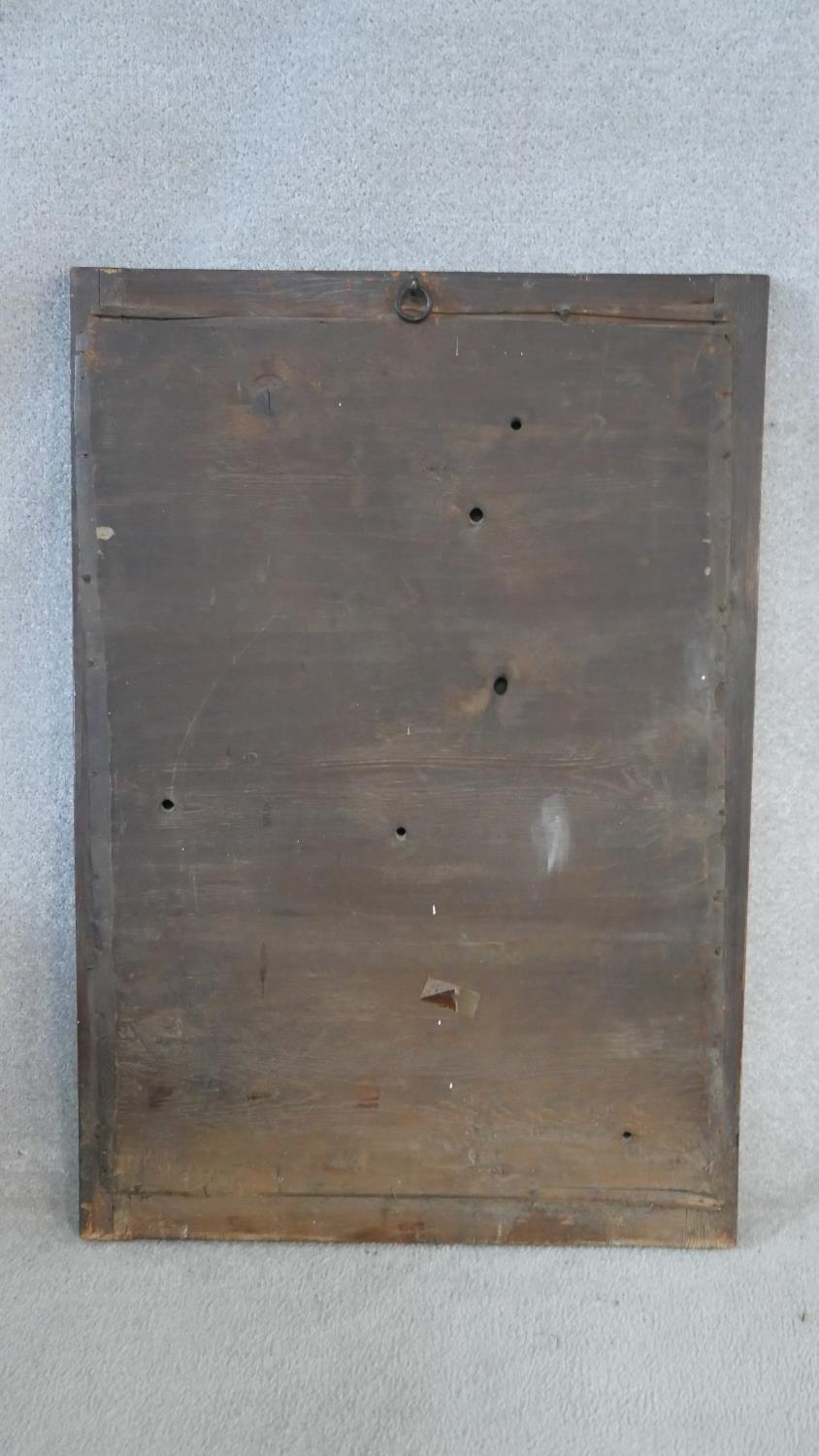 A 19th century walnut framed wall mirror with original bevelled plate within moulded gesso slip. H. - Image 3 of 3