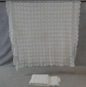 A pair of large cotton lace hand made bed covers. L.279 W.193cm