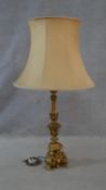 A vintage carved giltwood ecclesiastic style table lamp. H.94cm