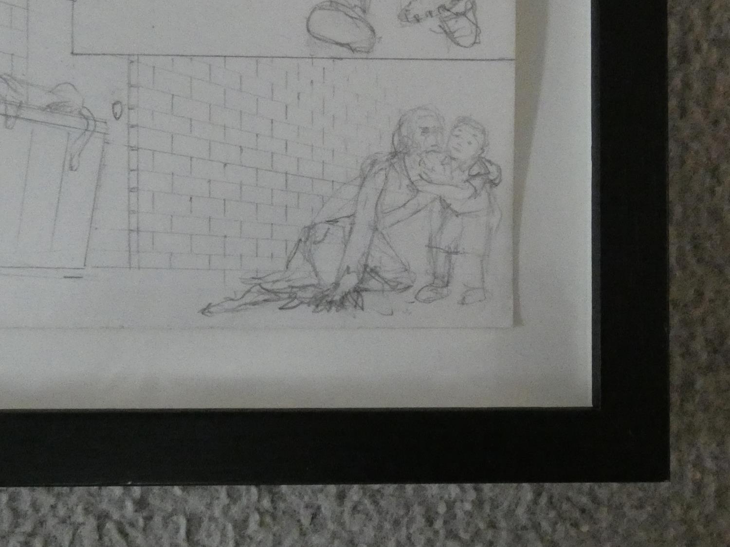 A pencil on paper work by American artist Jim Shaw, picture board style sketches, gallery stamp to - Image 4 of 5