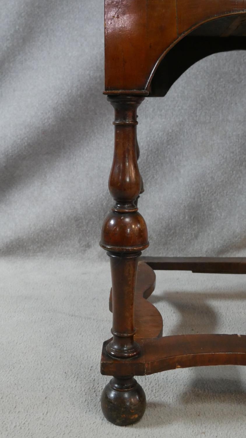 A Queen Anne walnut and feather banded chest on stand with two short and three long graduated - Image 7 of 12