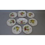 An antique Hadley Roses Royal Worcester hand painted cake set. Including six plates and two