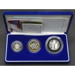 A cased 2003 Silver Proof Piedfort Collection comprising Two Pounds 2003 DNA Proof, One Pound 2003