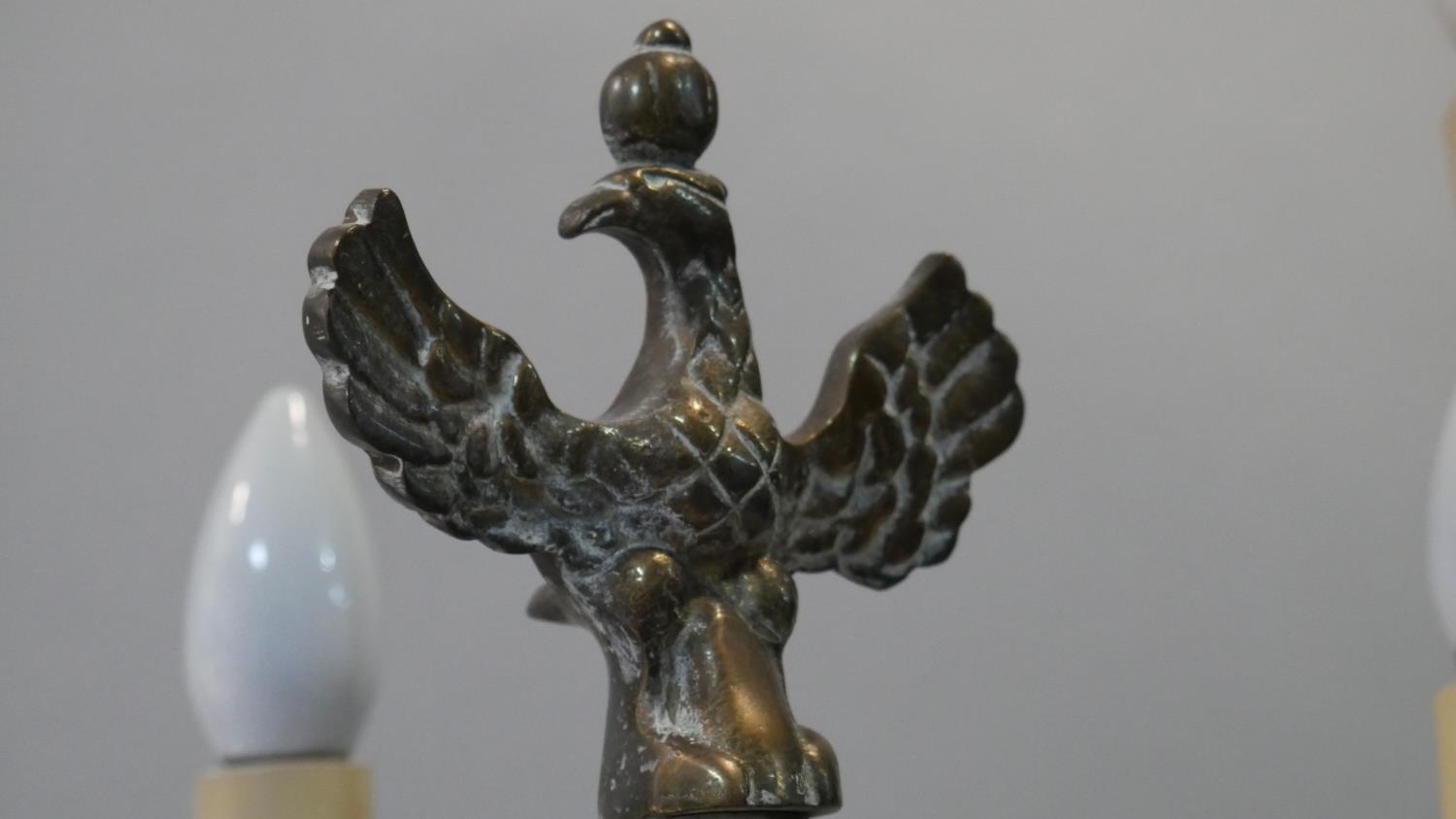 A vintage brass four branch table candelabra with spread eagle finial. H.52cm - Image 2 of 4