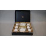 A Hammersley six person gilded fern and pale blue design boxed coffee set, as new D.13cm (Saucer)