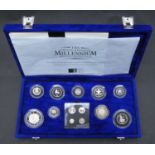 A Royal Mint The United Kingdom Millennium Silver Collection, with nine coins and Maundy set in