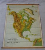 A Large University Chart ?Visual relief Map of North America? by W.A.K Johnston and G.W. Bacon,