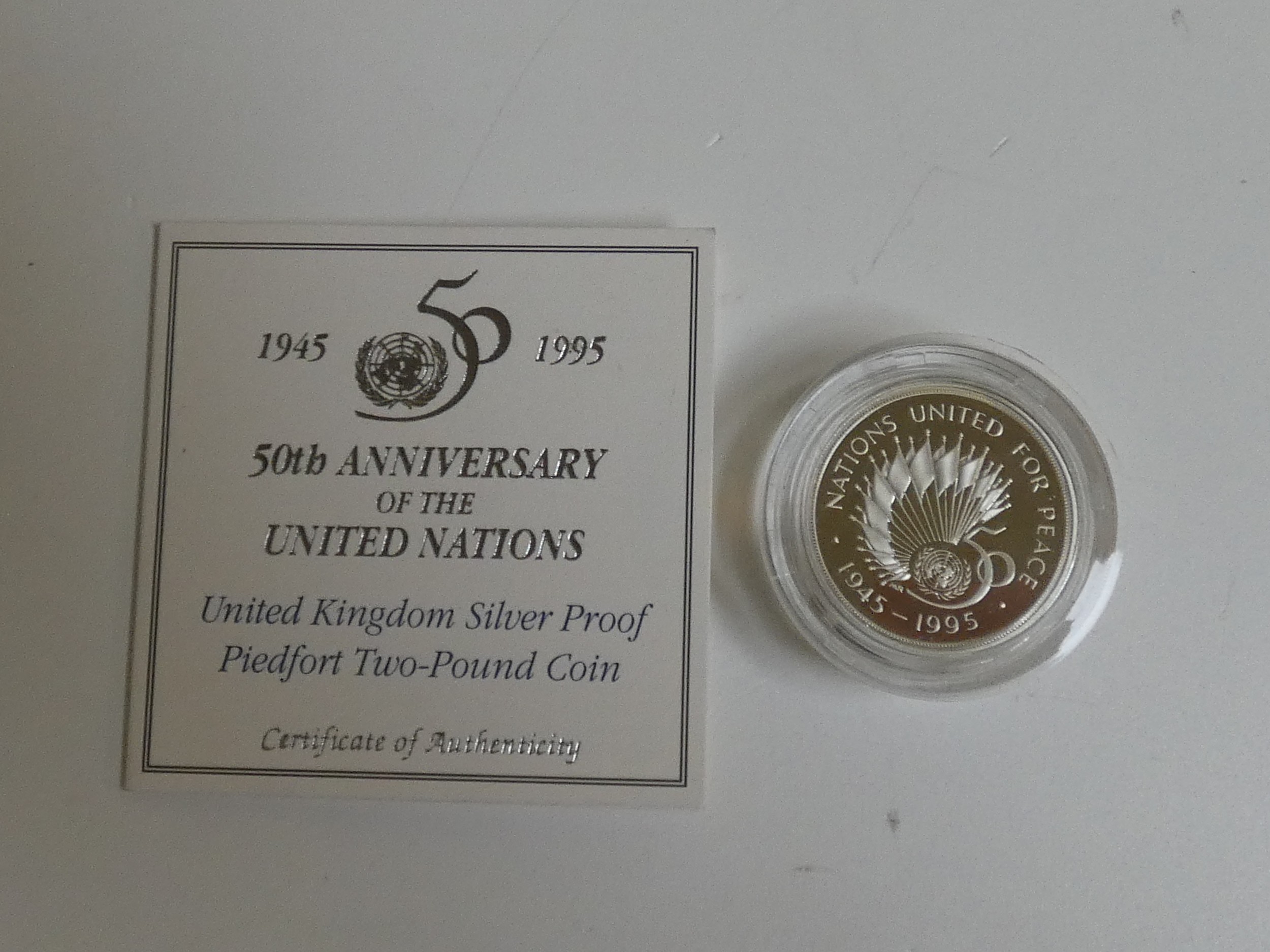 Three silver proof coins. A 1996 Royal Mint silver proof Piedfort "A Celebration of Football" two - Image 4 of 5