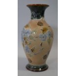 A Doulton and Slaters Art Union of London stoneware baluster vase in blue glaze with all over
