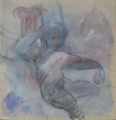 Pilar Cossio (Born 1950), framed watercolour with pastel, Classical style nude study, signed and