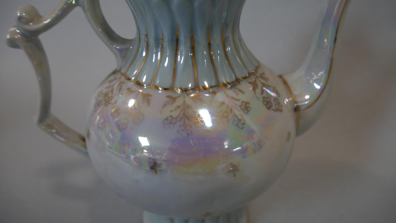 A collection of hand painted fine bone china. Including a lustre coffee pot with matching milk - Image 3 of 17