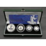 A United Kingdom Royal Mint 2001 silver proof Britannia collection, in green leather case with