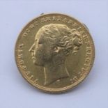 1875 22 carat gold Victoria young head full sovereign, Sydney mint. Weight 7.9g. From a private