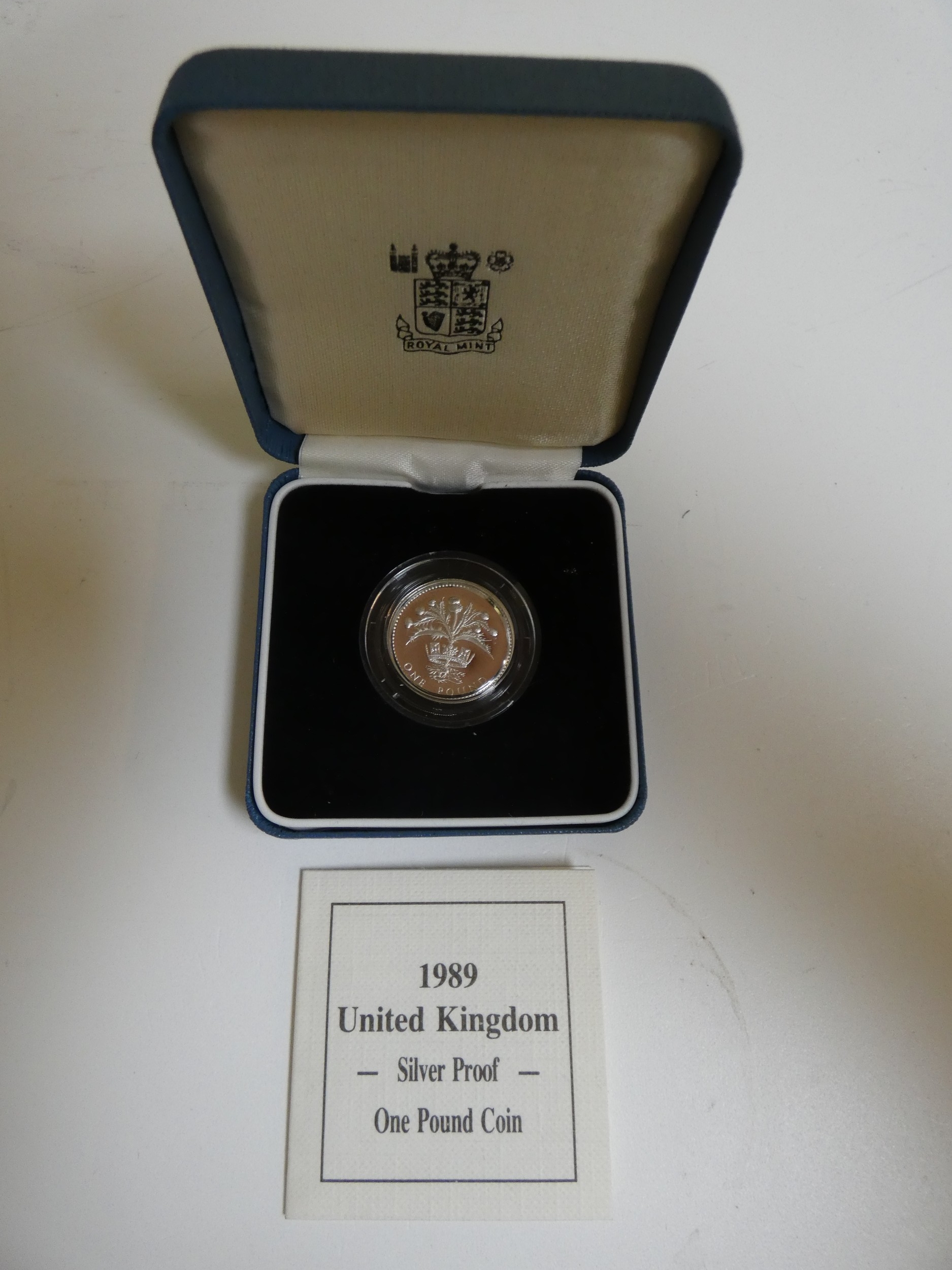 Four Royal Mint cased silver proof pound coins. Each in pale blue presentation case with COA. - Image 4 of 5