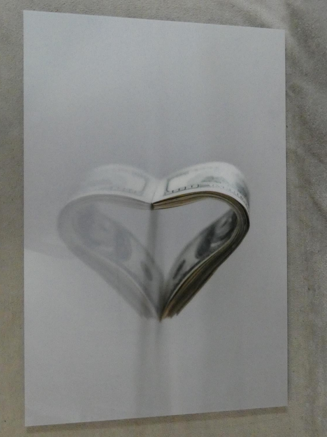 A photographic print on acrylic by Israeli artist Boaz Aharonovitch, heart made from dollar notes. - Image 2 of 4