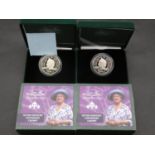 Two Queen Elizabeth The Queen Mother 2000 Centenary silver Piedfort cased centenary crowns in