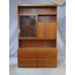 A McIntosh mid century vintage teak display cabinet with escritoire section and fitted with