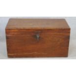 A 19th century camphor hinged lidded travelling trunk with twin iron carrying handles. H.40 W.77 D.