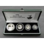 A Royal Mint 1998 silver proof four coin Britannia Collection, in green leather presentation case