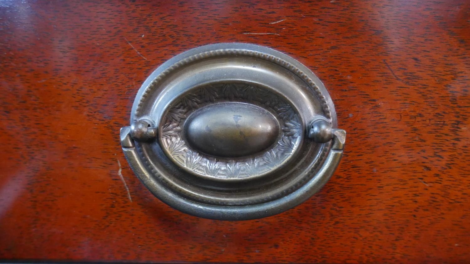 A Georgian style mahogany library bookcase with glazed doors enclosing shelves above frieze drawer - Image 4 of 6