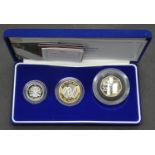 A cased 2003 Silver Proof Piedfort Collection comprising Two Pounds 2003 DNA Proof, One Pound 2003