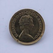 A 22 carat gold Elizabeth II Decimal half sovereign coin, The Elizabeth II Decimal half Sovereign