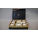 A Hammersley six person gilded fern and pale blue design boxed coffee set, as new D.13cm (Saucer)