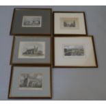 Five framed and glazed antique hand coloured engravings. Depicting Trinity Church, the New London