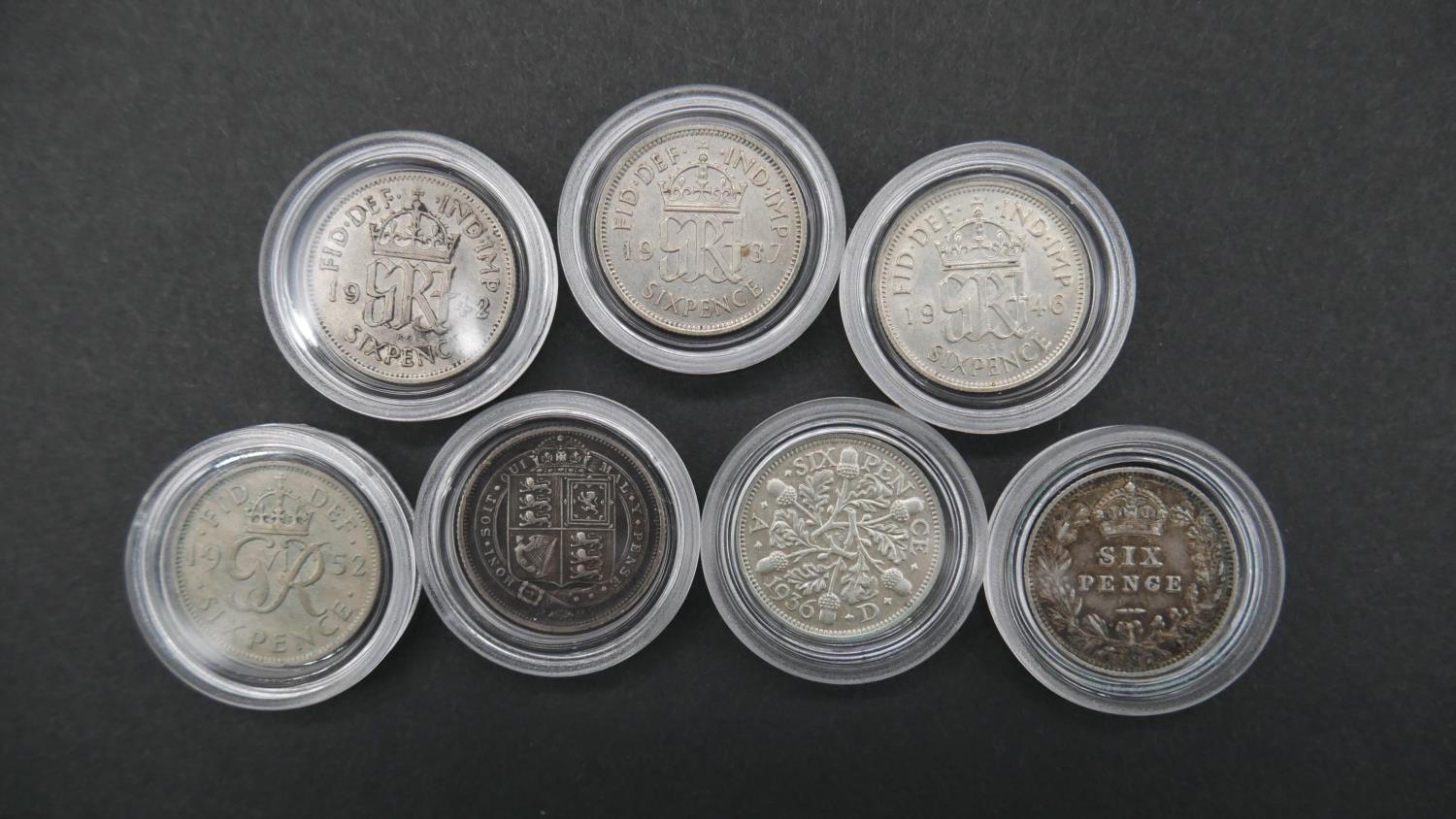 Ten silver coins in capsules. Including 1906 and 19012 silver one shilling coins, seven silver - Image 4 of 5