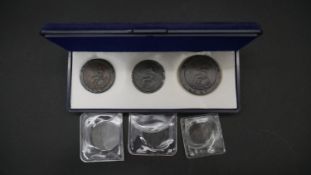 Six antique coins. Including a 1797 Cartwheel Penny showing King George III having long hair