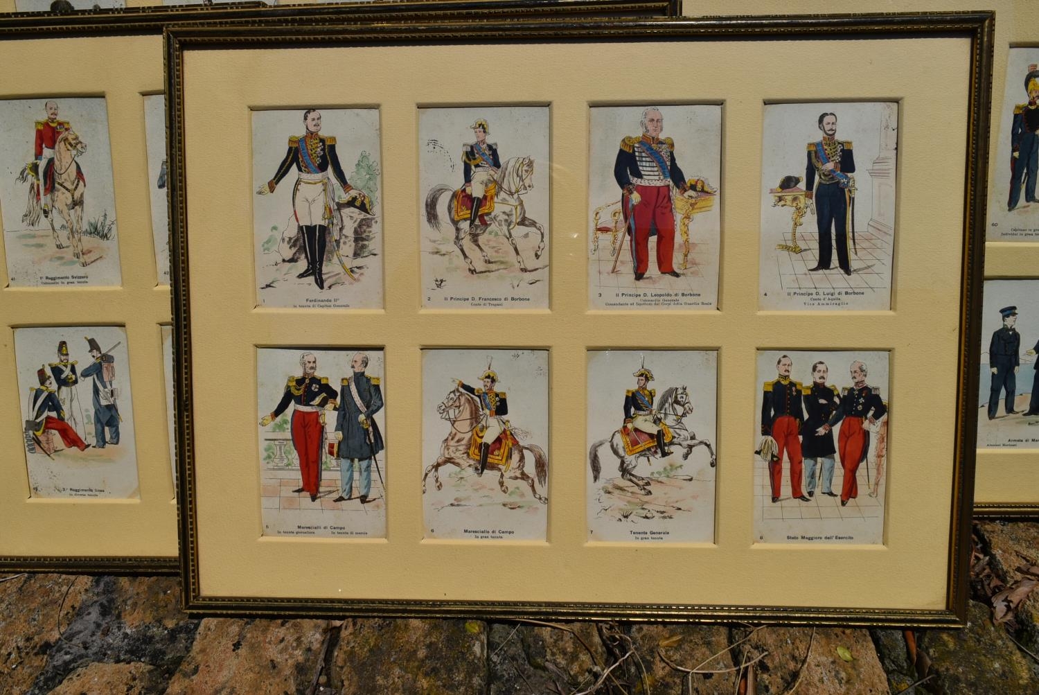 A set of ten glazed prints, various 19th century military officers each with eight sets of figures - Image 2 of 9