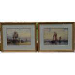 F J Aldridge (1850-1933) a pair of early 20th century gilt framed and glazed watercolours, tall