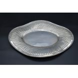 A 19th century Italian silver serving tray with shaped and wavy gadrooned rim, stamped 800, Arona