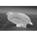 A Lalique frosted glass figure of a partridge with engraved signature, 'Lalique France. With