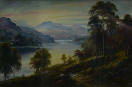 George Willis-Pryce (1866-1949), a gilt framed oil on canvas, Highland landscape, signed. H.40cm W.